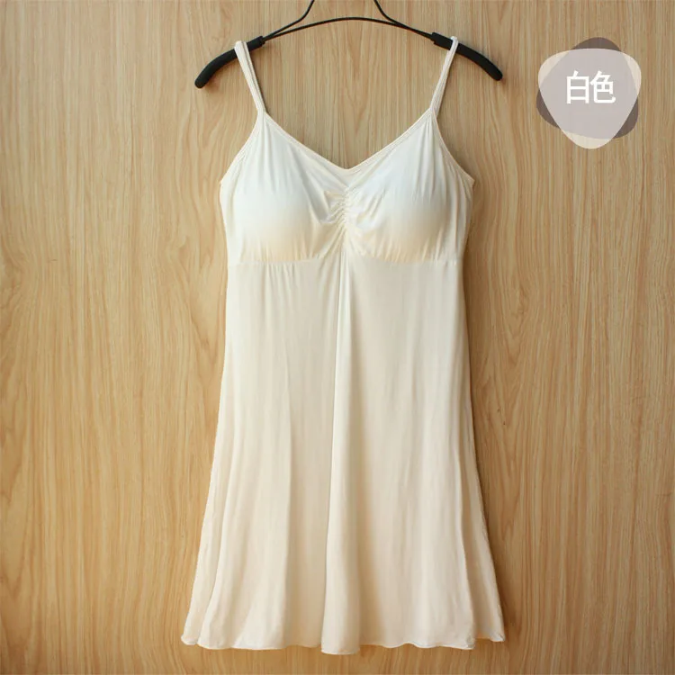 Women Modal Slim sleepwear Ladies nightgown Breast pad Camisole Sling