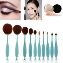 Hot Sales 10 pcs Tooth Brush Shape Oval Makeup Brush Set MULTIPURPOSE Professional Foundation Powder Brush Kit