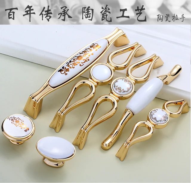 1pcs White Ceramic Door Handles European Antique Furniture Handle 1pcs White Ceramic Door Handles European Antique Furniture Handle Drawer Pulls Kitchen Cabinet And S