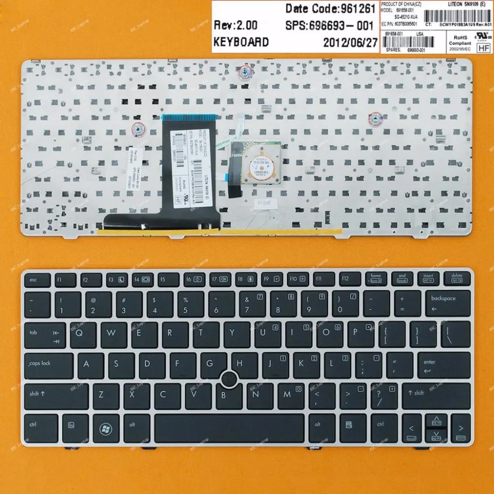 Новая английская клавиатура QWERTY для ноутбука HP EliteBook 2560 2560p 2570p с указателем