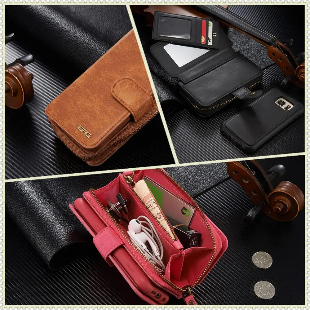 

BRGwith makeup mirror photo frame Case for Samsung Galaxy S8 9 10e plus multifunction 11bank card slot detachable wallet holster