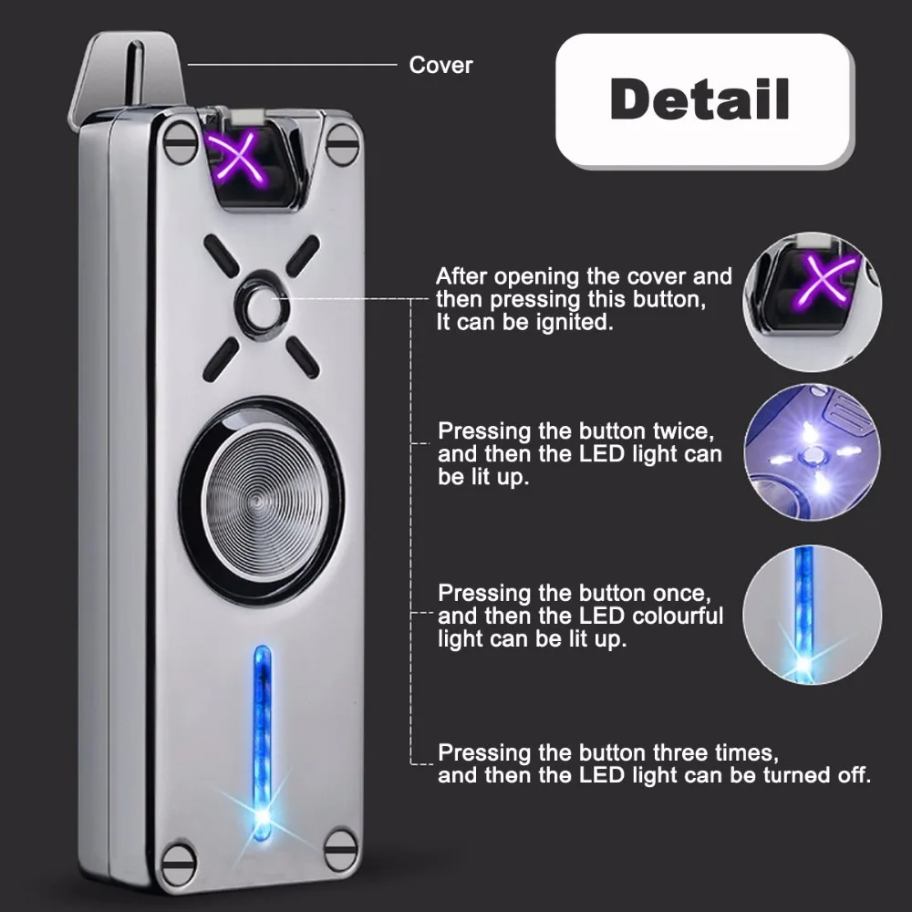 Электрическая плазменная зажигалка заряжаемая от USB с двойным