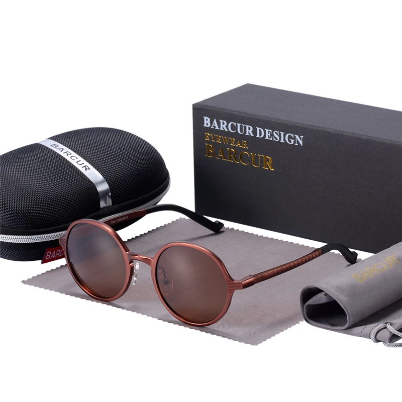 BARCUR Горячие Черный, мужской Круглый Солнцезащитные очки бренда класса «Люкс» для мужчин винтажные Ретро очки женщин Защита от солнца очки