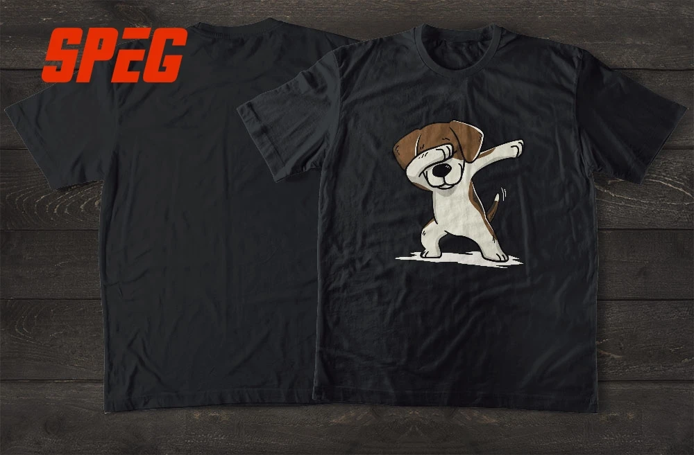5XL New HOT Dabbing Beagle Dog Mens Black T-Shirt Size S