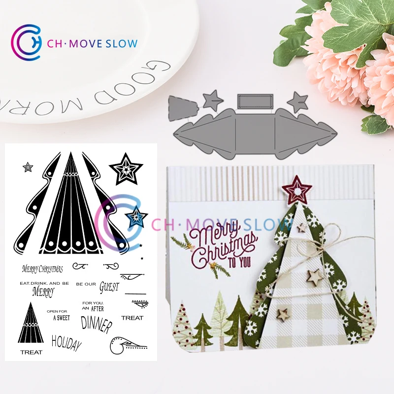 

CH Christmas Tree Change Up Metal Cutting Dies and stamps DIY Scrapbooking Card Stencil Paper Cards Handmade Album Stamp Die She