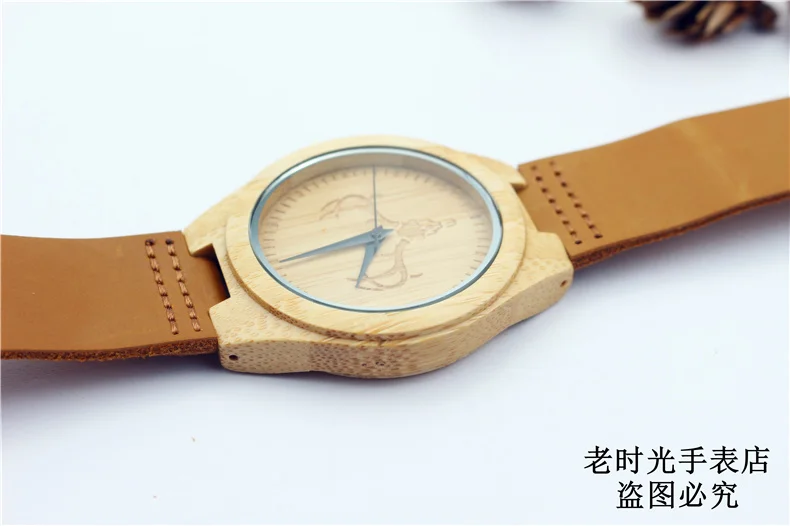 2017 hotime Элитный бренд часы Для мужчин Топ Роскошные часы бамбука с головой оленя циферблат кожа наручные часы Relogio Masculino Reloj