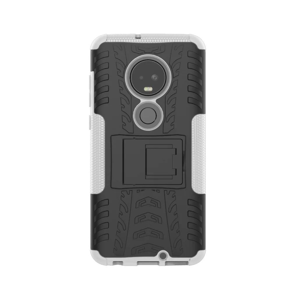 Белый Для Чехлы Motorola G7 крышка двойной Слои защитный чехол-накладка на заднюю панель из силикона для Moto G7 плюс подставка-держатель для телефона оболочки Motorola Moto G7 плюс - Цвет: Белый