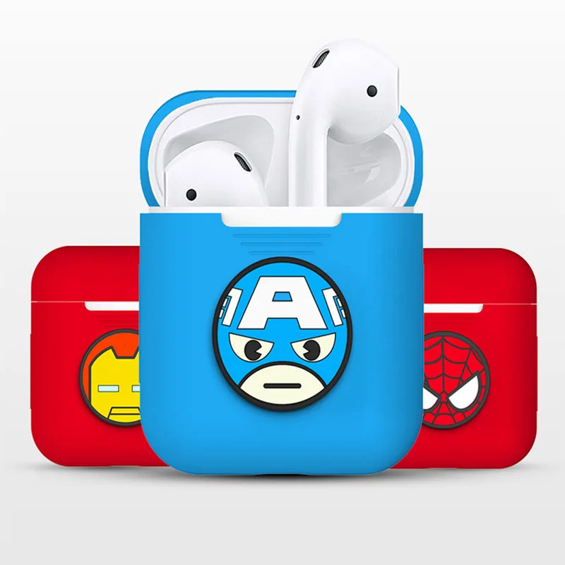 

Marvel Avengers Superhero For AirPods Case Silicone Captain Bluetooth Wireless Earphone Case For Airpods Charging Box Bags