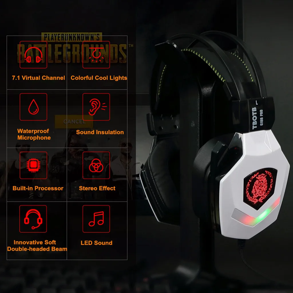 7,1 USB Surround Sound PC гарнитуры наушники для игр с микрофоном светодиодный свет проводные наушники игровые головные уборы