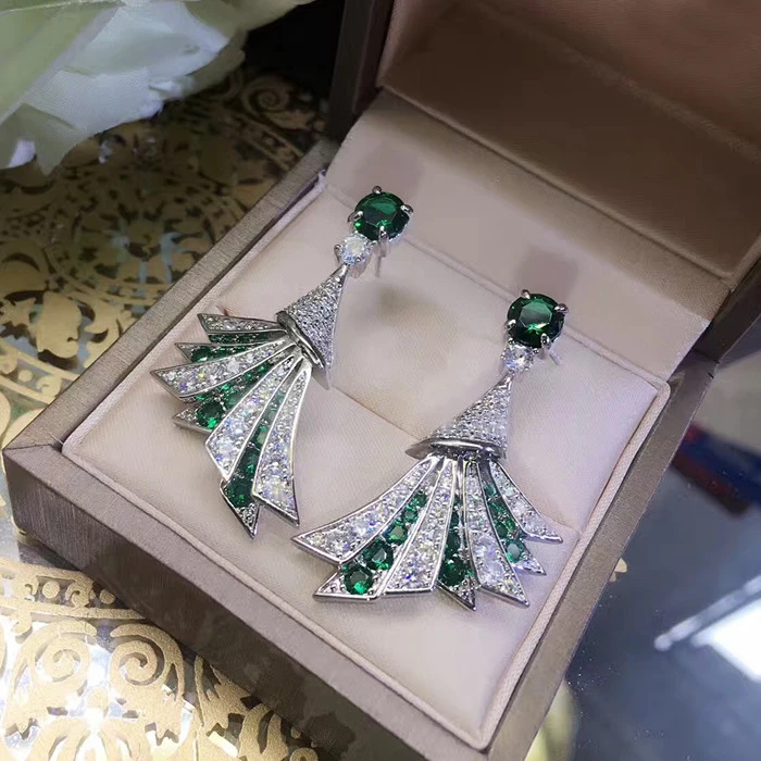 Дизайнерские Модные ювелирные изделия из меди 3а кубического циркония вечерние серьги