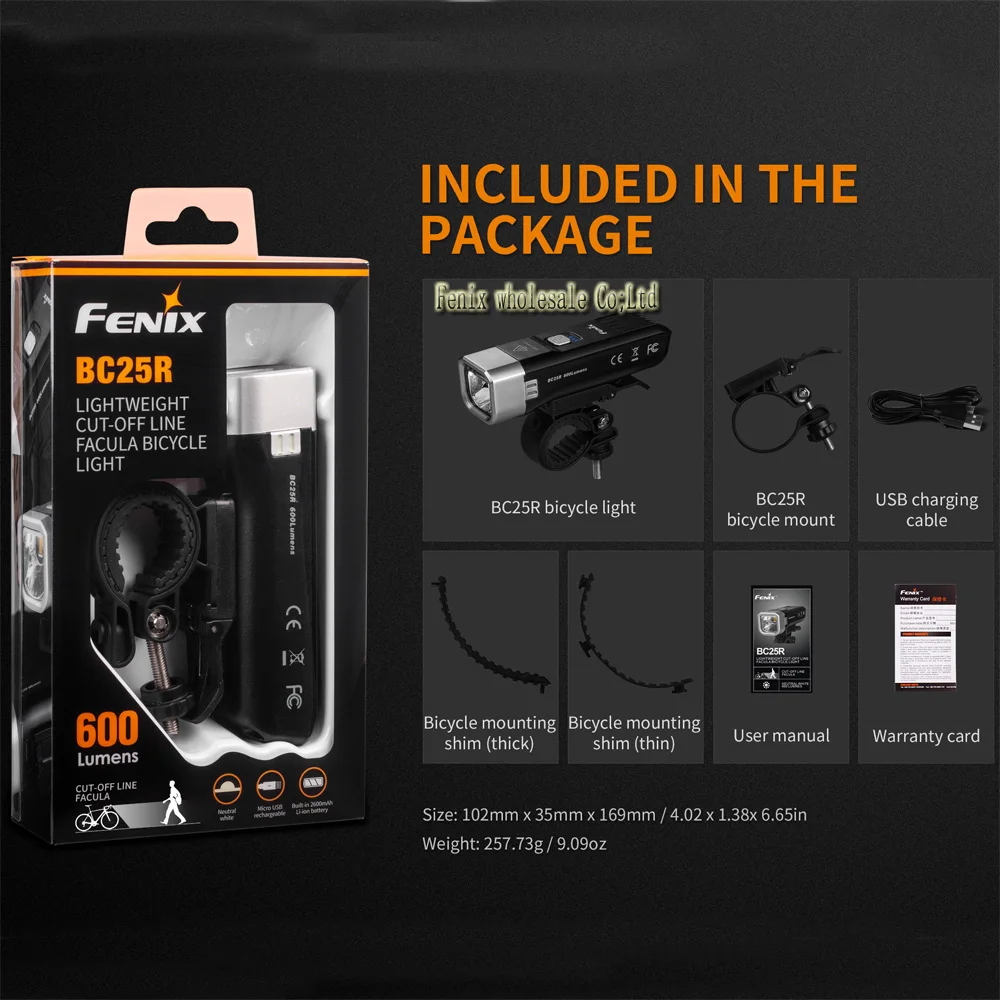 Fenix BC25R CREE XP G3 нейтральный белый светодиодный 600 люмен велосипедный светильник USB