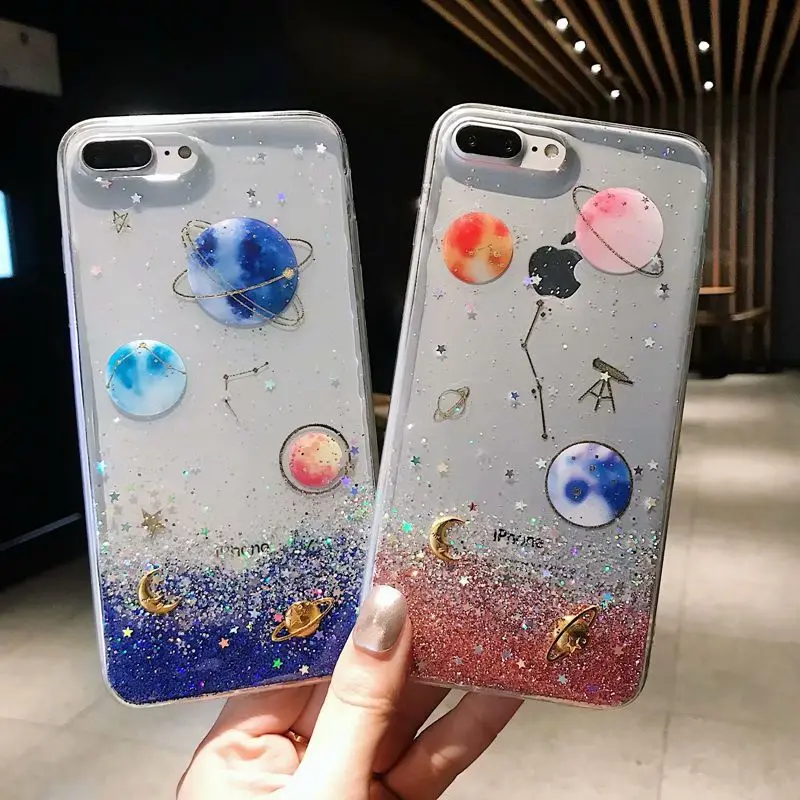 

Epoxy Soft tpu Cover For Apple iphone xs max xr 10 x Epoxy gradient starry sky Case For Apple iphone 6 6s Plus 7 8 Plus Phone