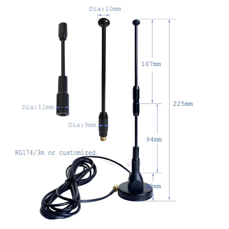 OEM Portable New Smart Magnetic High gain 35dbi omni 433mhz antenna sma 1pcs