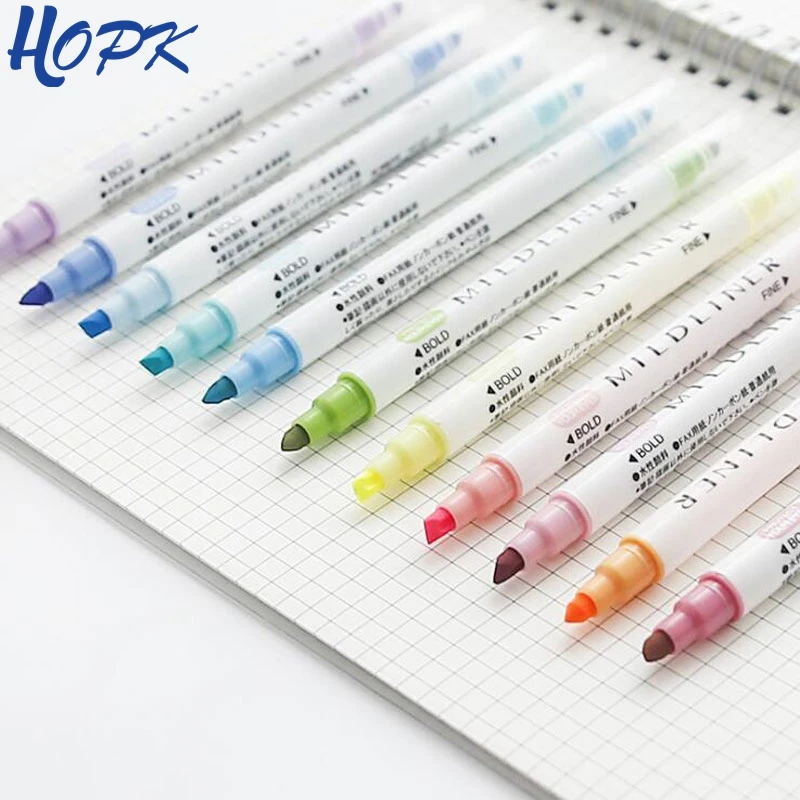 

HOPK Highlighters Set 12 Colors Double Head Highlighter Kawaii Cartoon Art Marker Pen - Use on Whiteboard, Chalk Board, Window
