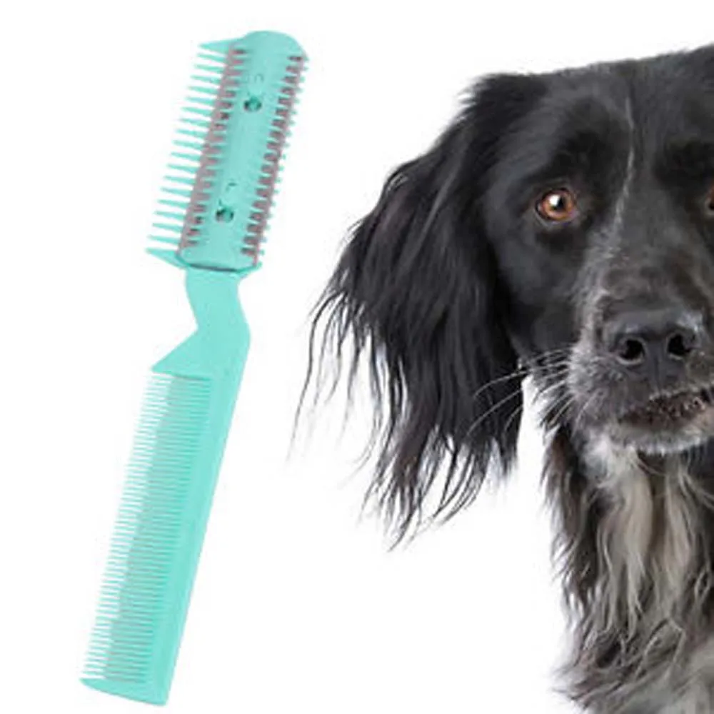 Pet Dog Cat Hair Trimmer Comb Cutting Cut With 2 Blades Grooming