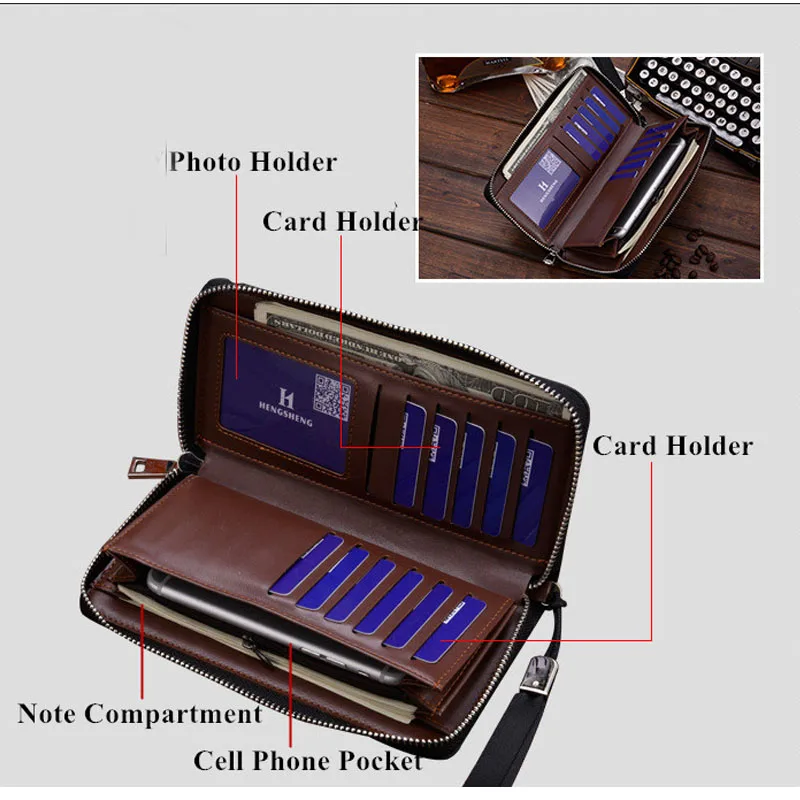 Designer Men Wallets Famous Brand kangaroo Men Long Wallet Clutch Male Wrist Strap Wallet Big Capacity Phone Bag Card Holder
