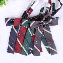 Звездная вышивка, полосатый узор, британская японская школьная форма для девочек JK, длинный галстук-бабочка, галстук для студентов, косплей, 4 цвета