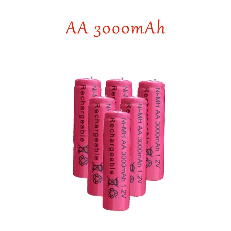 

6pcs AA Ni-MH 3000mAh Battery 2A Batteries 1.2V AA Rechargeable Battery NI-MH battery for Remote control Toys LED lights