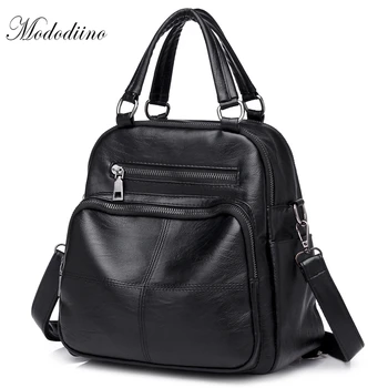

Mododiino PU Leather Waterproof Backpacks High Capacity Womens Travel Bags Vintage Shoulder Bags School Backpack Female DNV0205