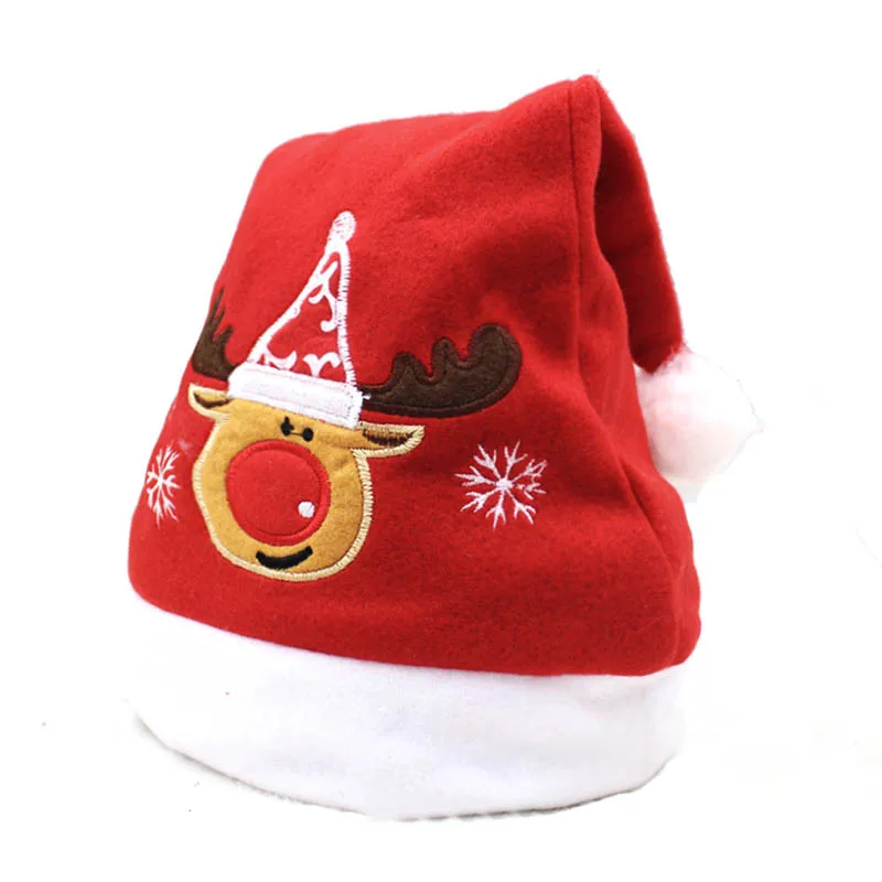Рождественские игрушки украшение Рождественские шапки для взрослых и детей милые шапки Санта-Клауса с оленями рождественские украшения для праздников и вечеринок - Цвет: adult