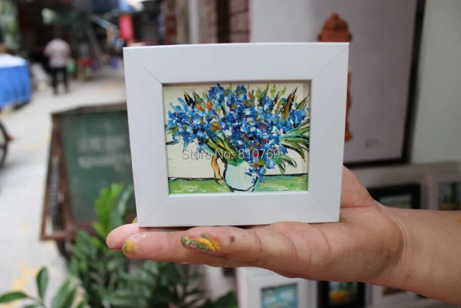 

2014 100% hand-painted Free shipping oil painting on Small thin board Match framework high quality Beautiful flowers DM-928002
