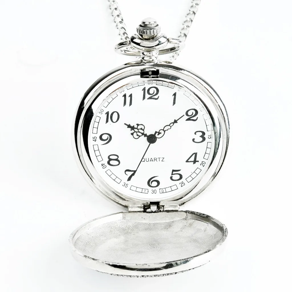 Серебристые Ретро Иисуса Holing Святого библея старинные карманные часы ожерелье католицистская религия кварцевые часы цепь женщины мужчины подарок
