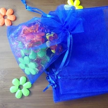 200 шт 30*40 см ярко-синяя Органза Подарочная сумка Стенд для ювелирных украшений Сумки на шнурке сумка для браслетов/ожерелья Мини сумка из пряжи