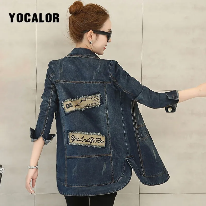 

5XL Vintage Harajuku Denim Jeans Autumn Jacket Long Coat Female Women Chaqueta Mujer Large Plus Size Jackets For Streetwear Bf