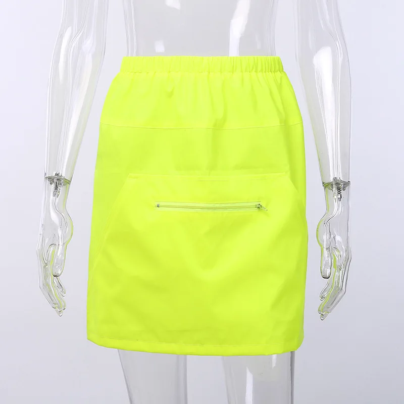 Сексуальные отражающие юбки, Женская мини-юбка на молнии с высокой талией, Облегающие юбки-карандаш, женская уличная Клубная одежда
