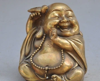 

China Buddhism bronze copper bird Maitreya Buddha laugh lucky Auspicious Statue