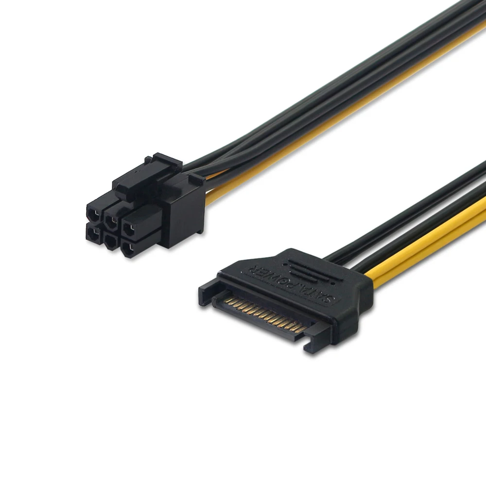 ULT Best 6 шт./лот SATA Mining Riser pci e кабель питания 15Pin до 6Pin PCI Express Card удлинительные кабели