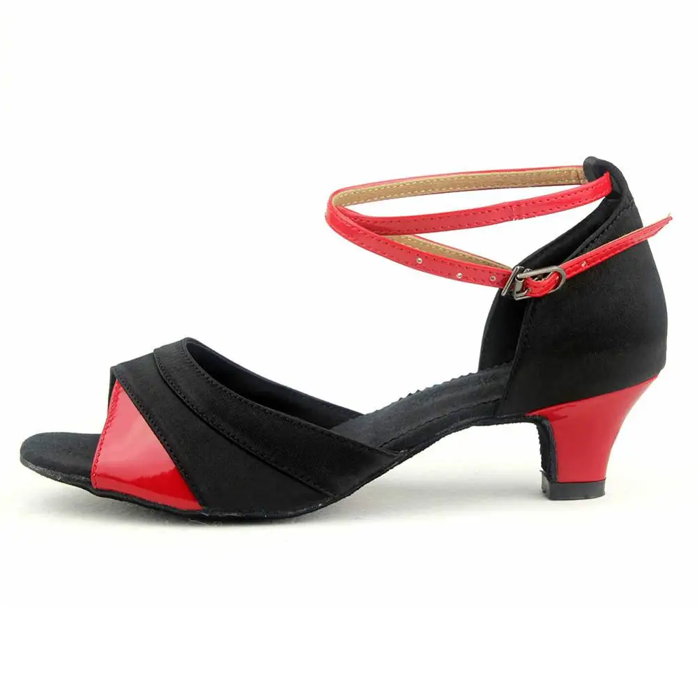 Бальные новые профессиональные латинские танцевальные туфли для детей/женщин/девочек/дам/детей Танго и сальса квадратный каблук домашние танцевальные туфли - Цвет: Red heel