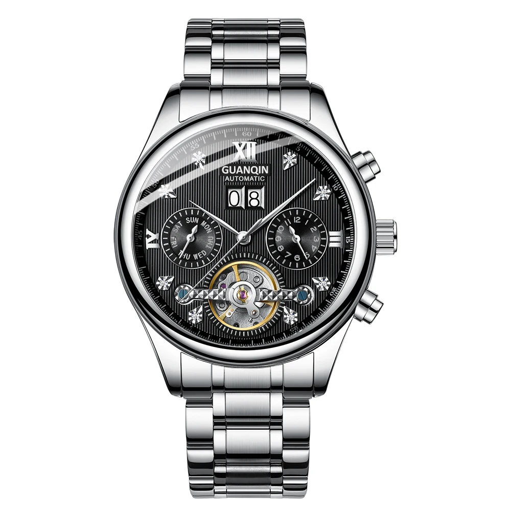 GUANQIN 2019 Automatic clock men Mechanical watch men Tourbillon waterproof top brand luxury dropshipping date relogio masculino