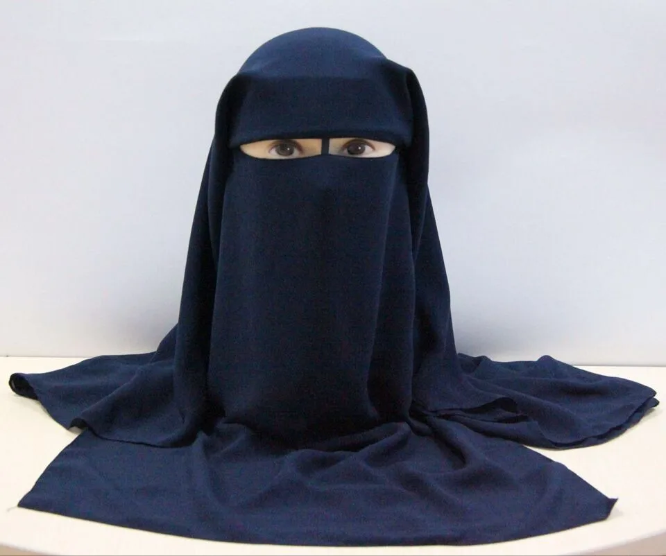Исламская 3 слоя никаб Чадра головной убор для хиджаба вуаль мусульманская бандана шарф Головные уборы черное лицо покрывают Абаи Стиль