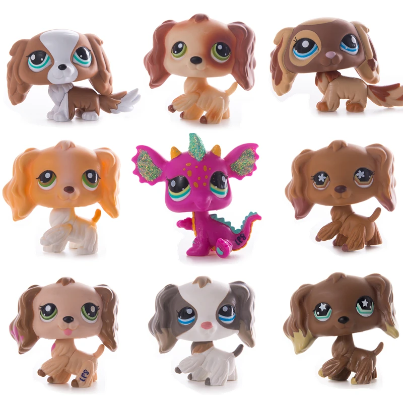 

Lps Original Free Shipping Pet Shop Toys Shorthair Dinosaur Great Dane Cocker Big tail Spaniel Collect toys for Children Gift