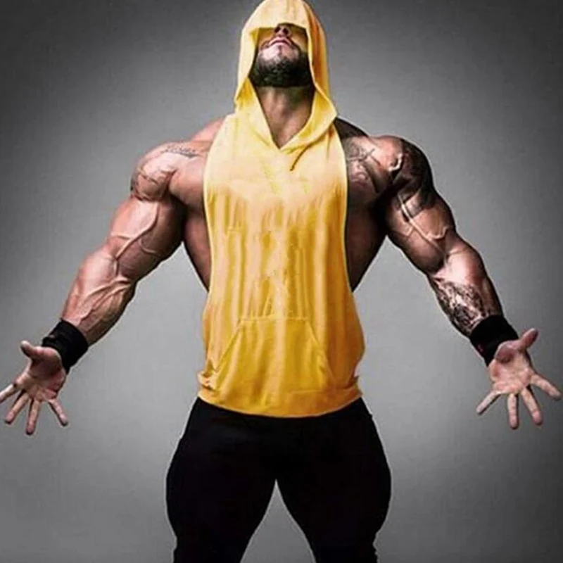 

Bodybuilding Stringer Mens Muscle Hoodies Fitness Bodybuilding Sleeveless Gym Tank Top Vest