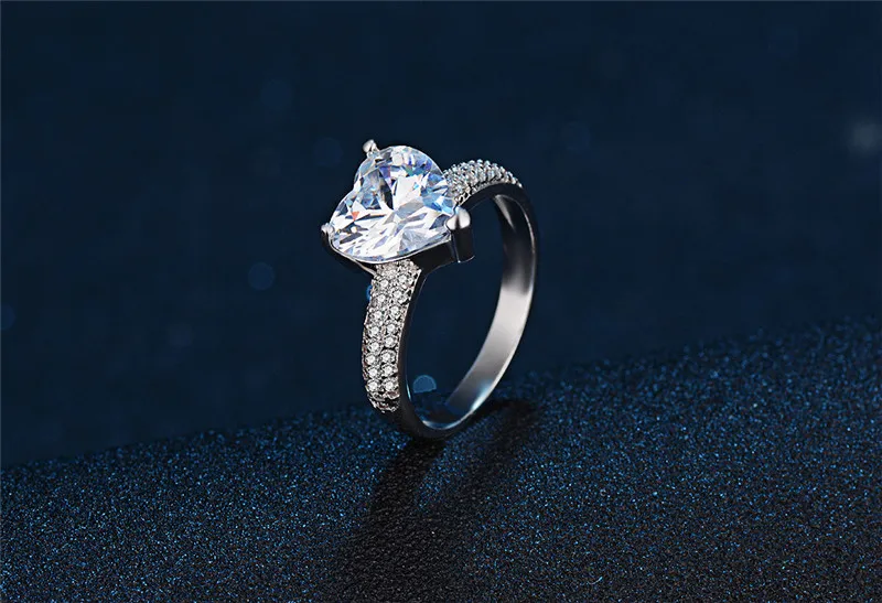 Heart Shape 585 White Gold Color Fine Jewelry Ring Antique Crystal Wedding Band Engagement Rings For Women Girls Bijoux Hot DR48 (3)