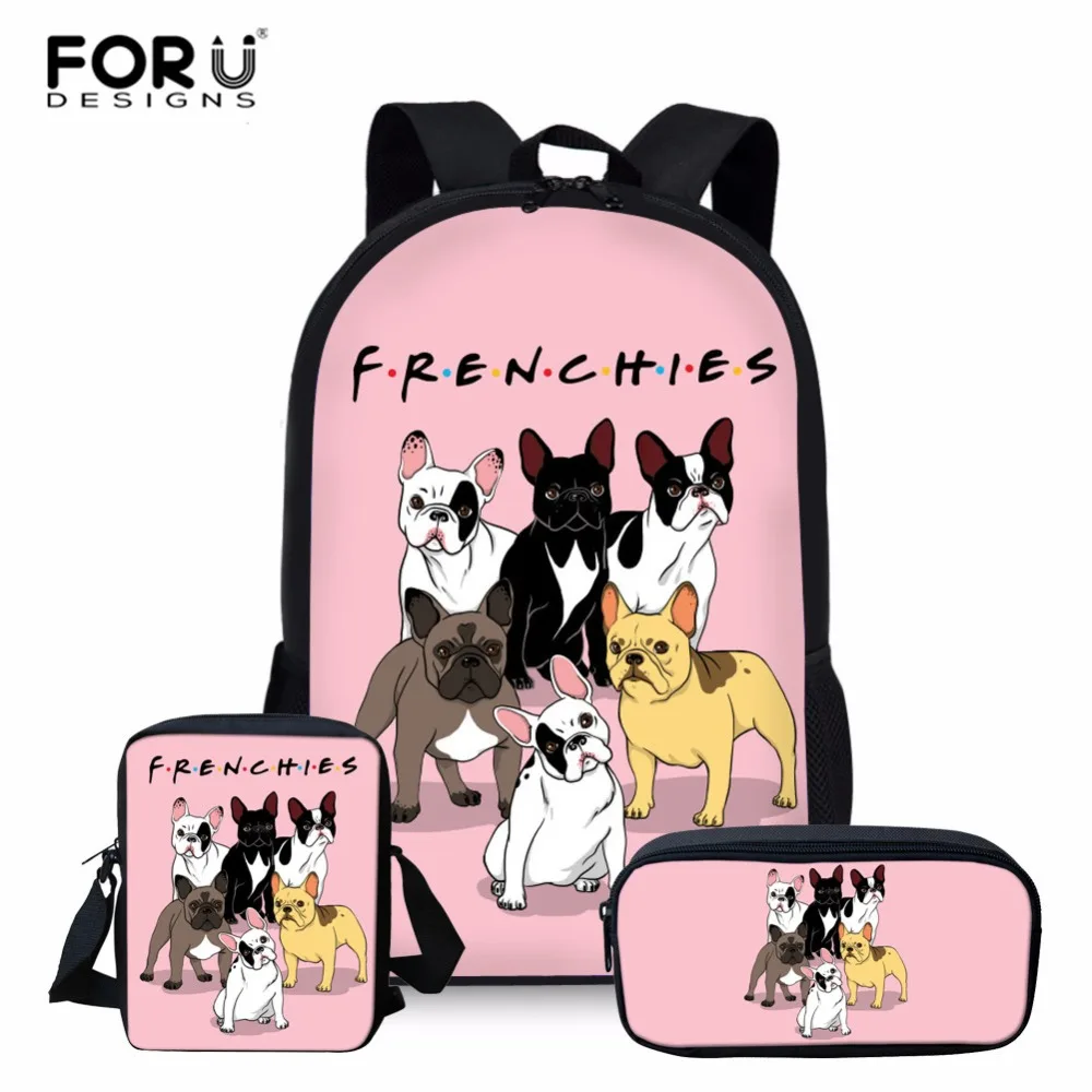 FORUDESIGNS/Французский рюкзак с изображением бульдога для девочек подростков Для