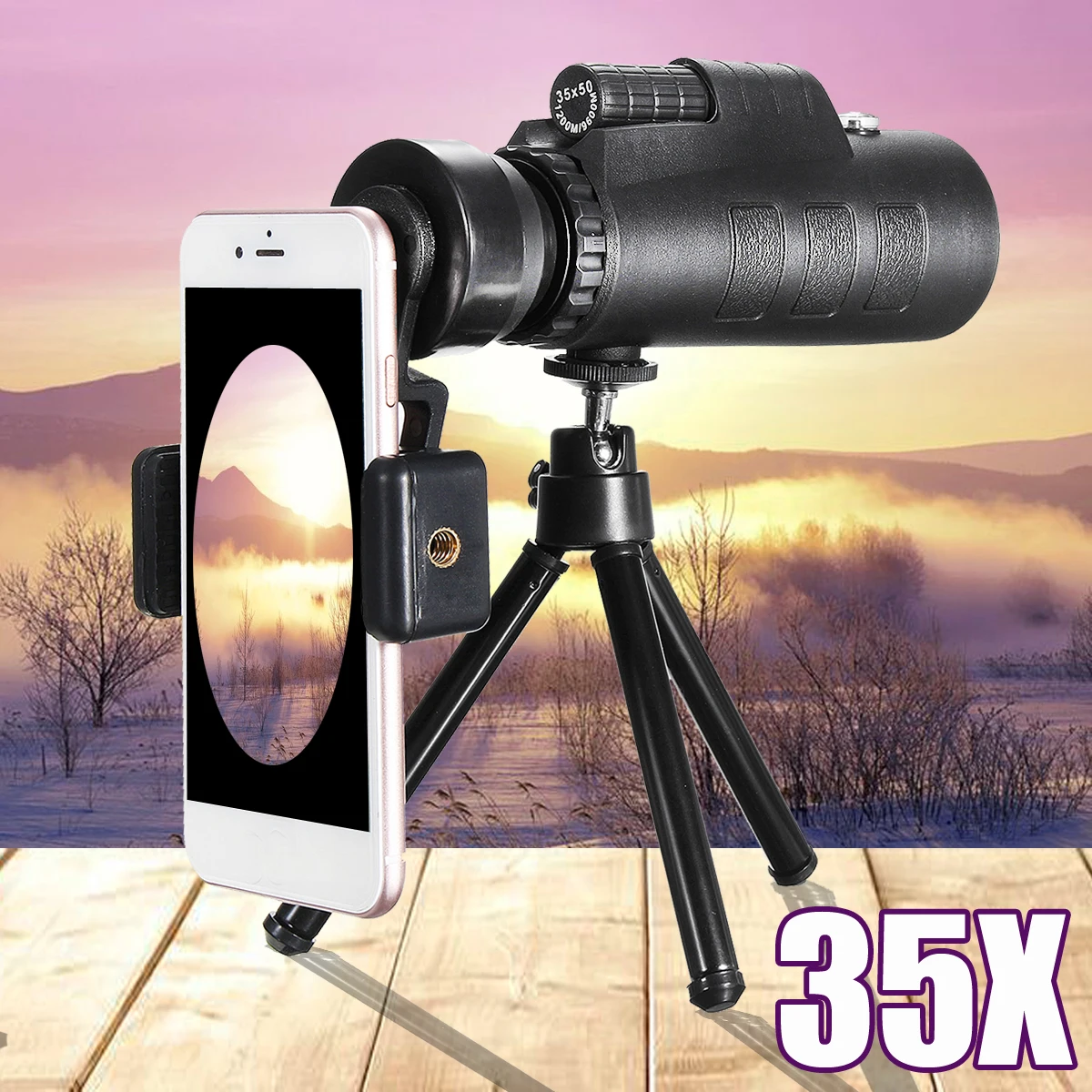 

Universal 35X50 Zoom 3 in 1 Mobile Phone Telephoto Telescope Monoculars Phone Camera Lens with Tripod Holder Clip For iPhone 8 X