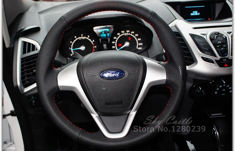 PONSNY Чехлы для рулевого управления автомобиля чехол для Ford Fiesta 2009-2013 Ecosport 2013 авто ручной работы из натуральной кожи чехол