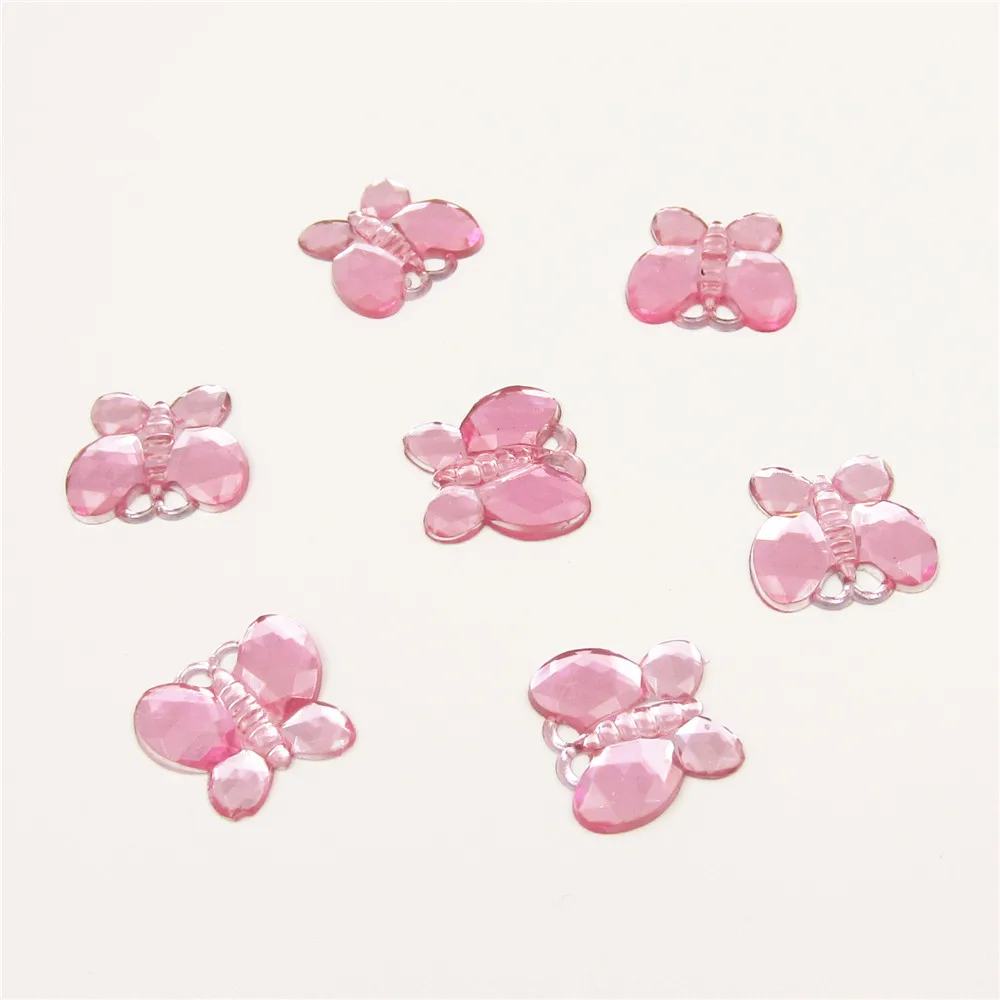 

100pcs/Lot 15mm Resin imitation Butterfly Design Acrylic Rhinestone Beads, Crystal Cabochons, Jewelry Accessories For Diy