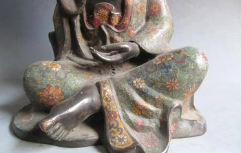 

100% Pure Bronze 24K Gild cloisonne Bodhisattva GuanYin Kwan-Yin Buddha Statue