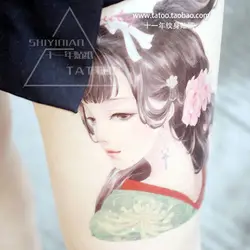 Китай династии Тан костюм красоты девушка Гейша временные татуировки наклейки нога цвет большой татуировки lc533 или lc532
