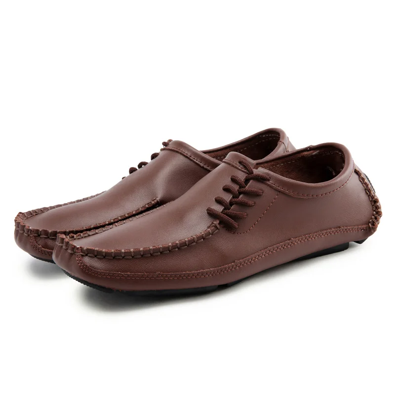 Jkpudun итальянская Мужская обувь Повседневное Элитный бренд лето Для мужчин s лоферы из мягкой кожи; мокасины; дышащая обувь; водонепроницаемые туфли без шнуровки размера плюс - Цвет: Коричневый