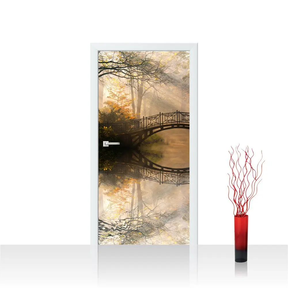 Free shipping 3D modern arch bridge door Sticker for Bedroom Living Room gift removable PVC Waterproof Decal wrap 77*200cm | Дом и сад