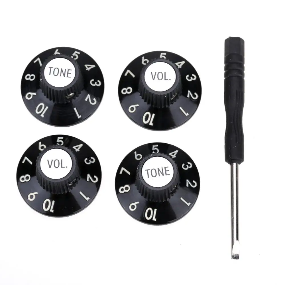 Nero Musiclily Pro Imperial Inch Size Manopole 1 Volume 2 Tono Knobs Set per Chitarra Elettrica USA Strat Style Nero Musiclily Pro Imperial Inch Size Manopole 1 Volume 2 Tono Knobs Set per Chitarra Elettrica USA Strat Style