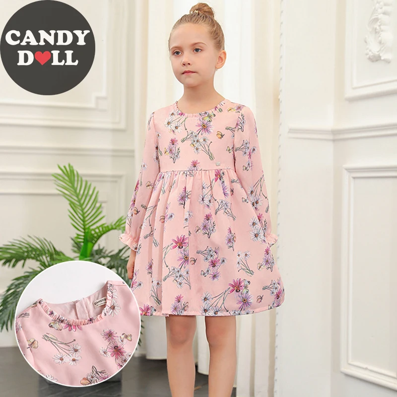 girls pink floral dress