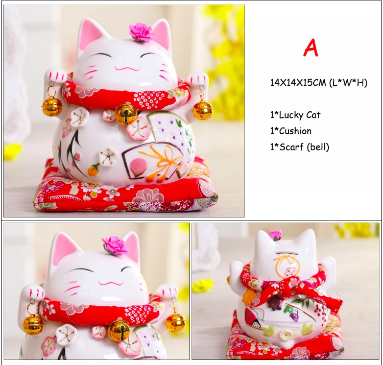 6 дюймов Maneki-Neko керамические китайские счастливые кошки манящие Фортуны кошки статуэтки счастливый Шарм копилка украшения дома