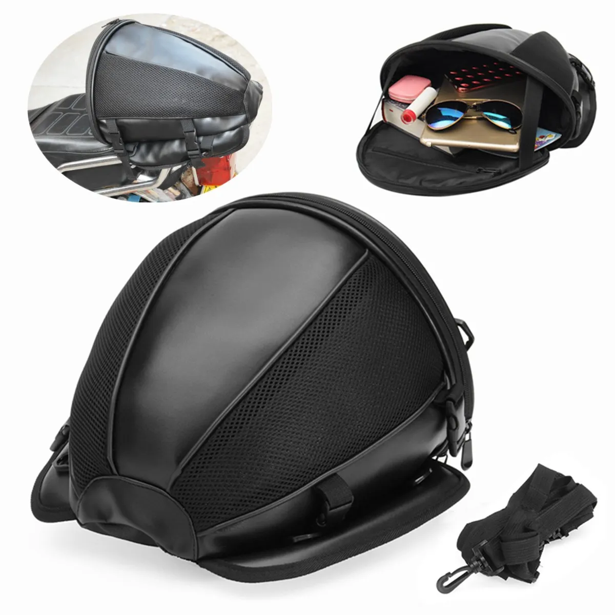 GES Magnetic Motorrad Sattel Beutel Halter Motorbike Fuel Bag Motorcycle Tank Bag Waterproof Oxford Saddle Black Motorbike Pack