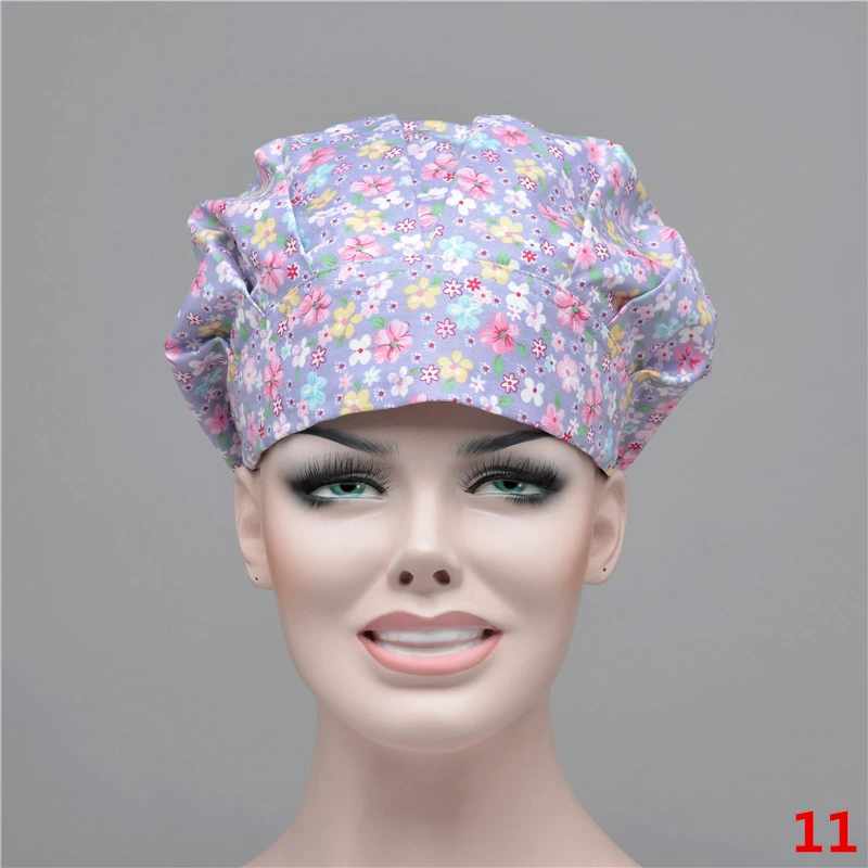 11 Colors Floral Printed Cute Scrub Caps High Quality Gourd Hat Clinic Hospital Dental Surgical Laboratory Pharmacy Medical Caps